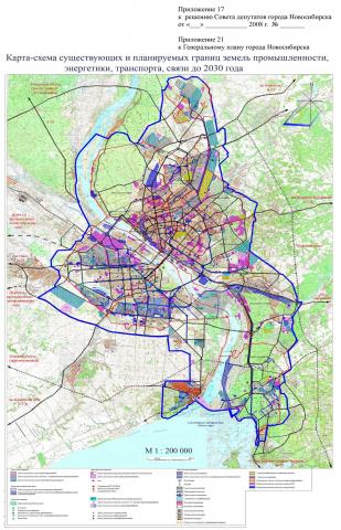 Приложение 21. Карта-схема существующих и планируемых границ земель промышленности, энергетики, транспорта, связи до 2030 г.